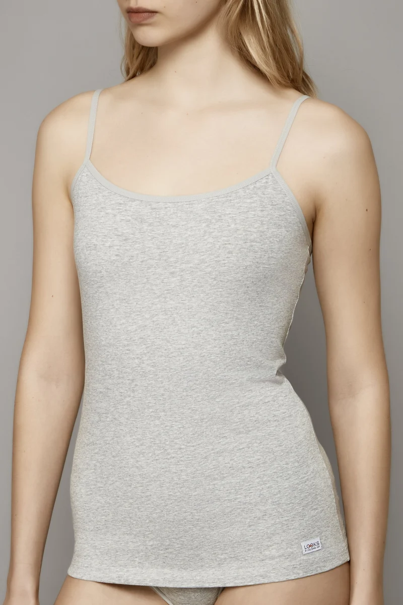 LOOKS Spaghetti Top Damen grau Doppelpack